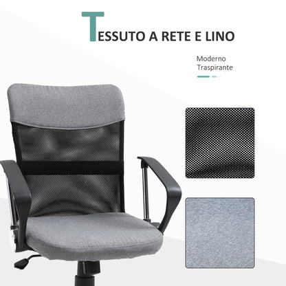 Gray Fabric Office Chair, Swivel and Ergonomic Desk Chair, 60 x 66 x 91-101cm