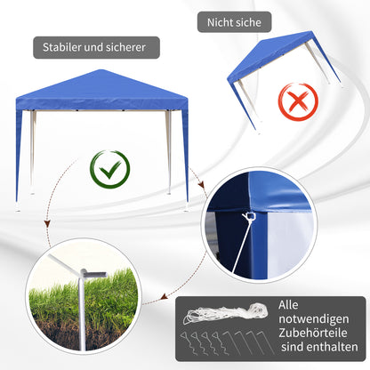 Pavilion approx. 3x3m, water-repellent Stable Winterproof Pop-up Folding Pavilion, UV Protection, Foldable Party Tent Garden Tent with Bag, Garden Pavilion for Camping Garden, Blue