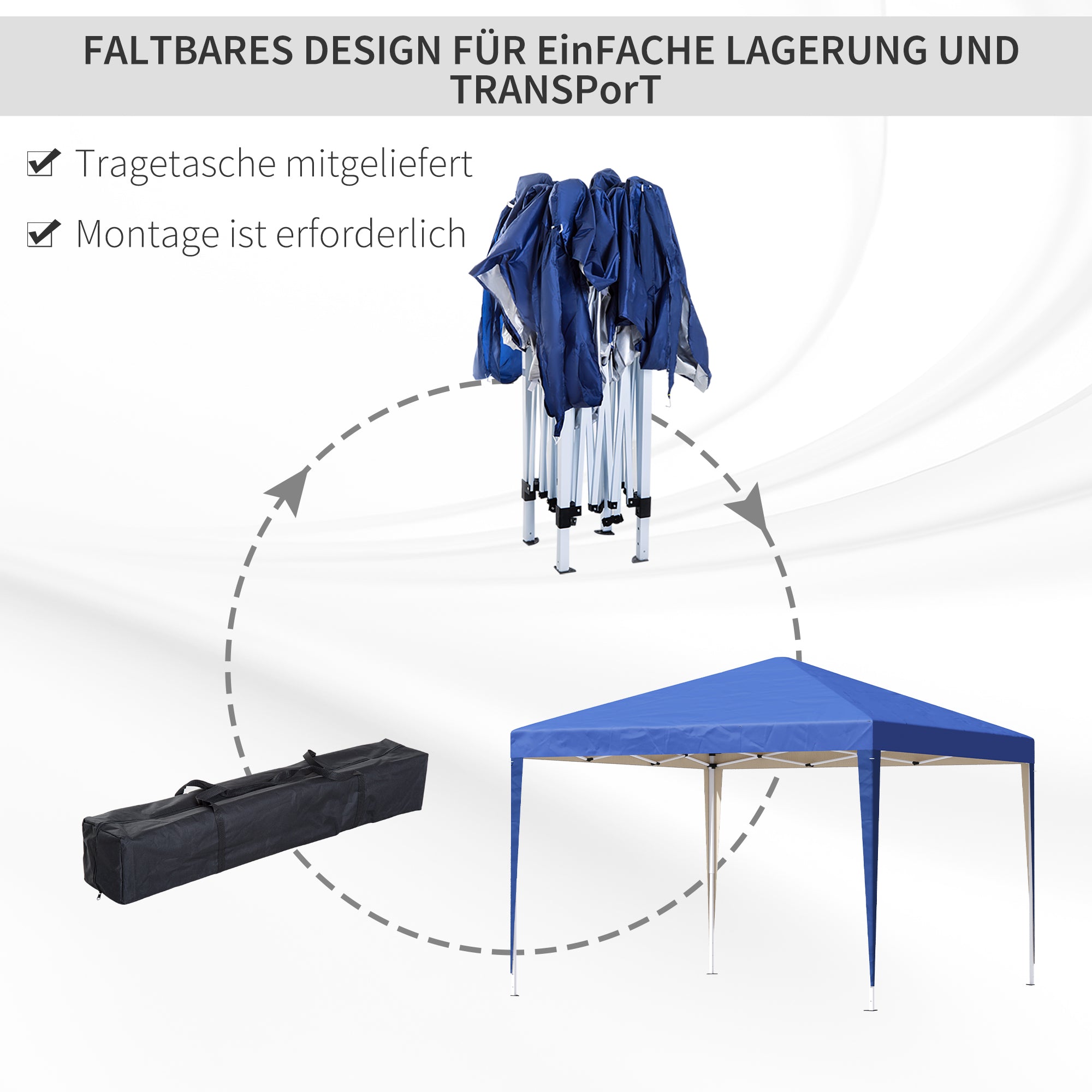 Pavilion approx. 3x3m, water-repellent Stable Winterproof Pop-up Folding Pavilion, UV Protection, Foldable Party Tent Garden Tent with Bag, Garden Pavilion for Camping Garden, Blue