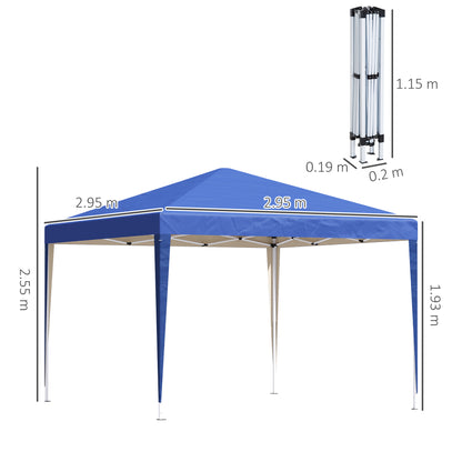 Pavilion approx. 3x3m, water-repellent Stable Winterproof Pop-up Folding Pavilion, UV Protection, Foldable Party Tent Garden Tent with Bag, Garden Pavilion for Camping Garden, Blue