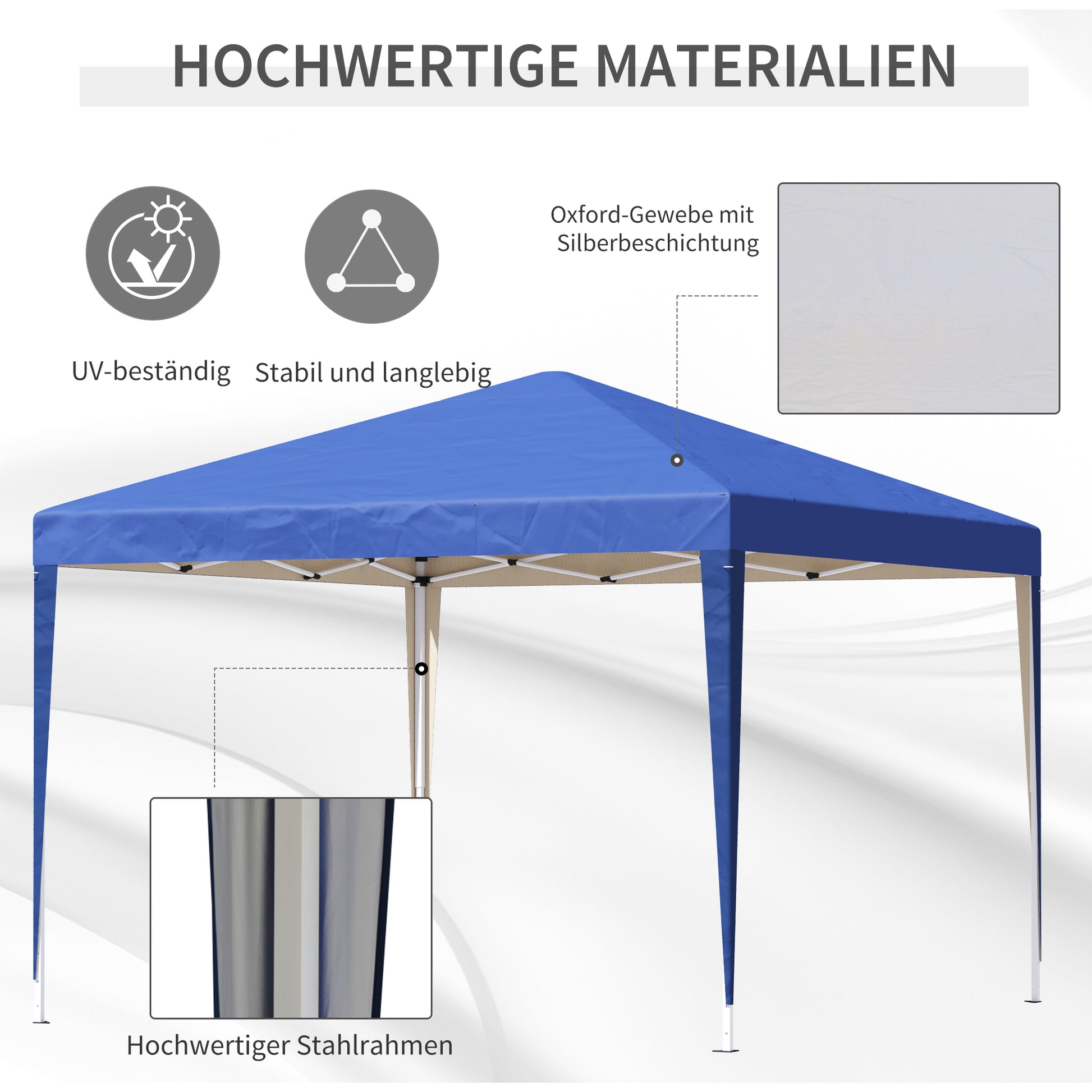 Pavilion approx. 3x3m, water-repellent Stable Winterproof Pop-up Folding Pavilion, UV Protection, Foldable Party Tent Garden Tent with Bag, Garden Pavilion for Camping Garden, Blue