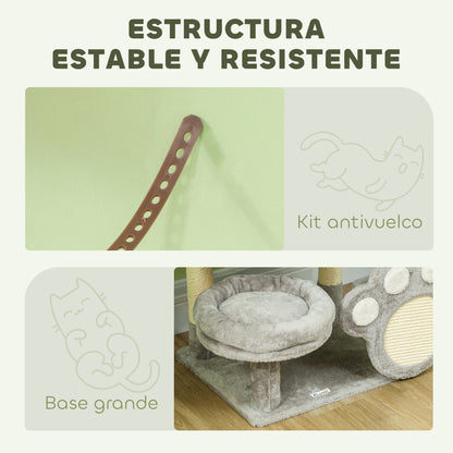 Cat Scratching Tree 110 cm Cat Tree Tower with Nests Cave Platform Scratching Mat Hanging Ball Light Gray