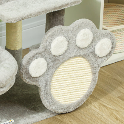 Cat Scratching Tree 110 cm Cat Tree Tower with Nests Cave Platform Scratching Mat Hanging Ball Light Gray