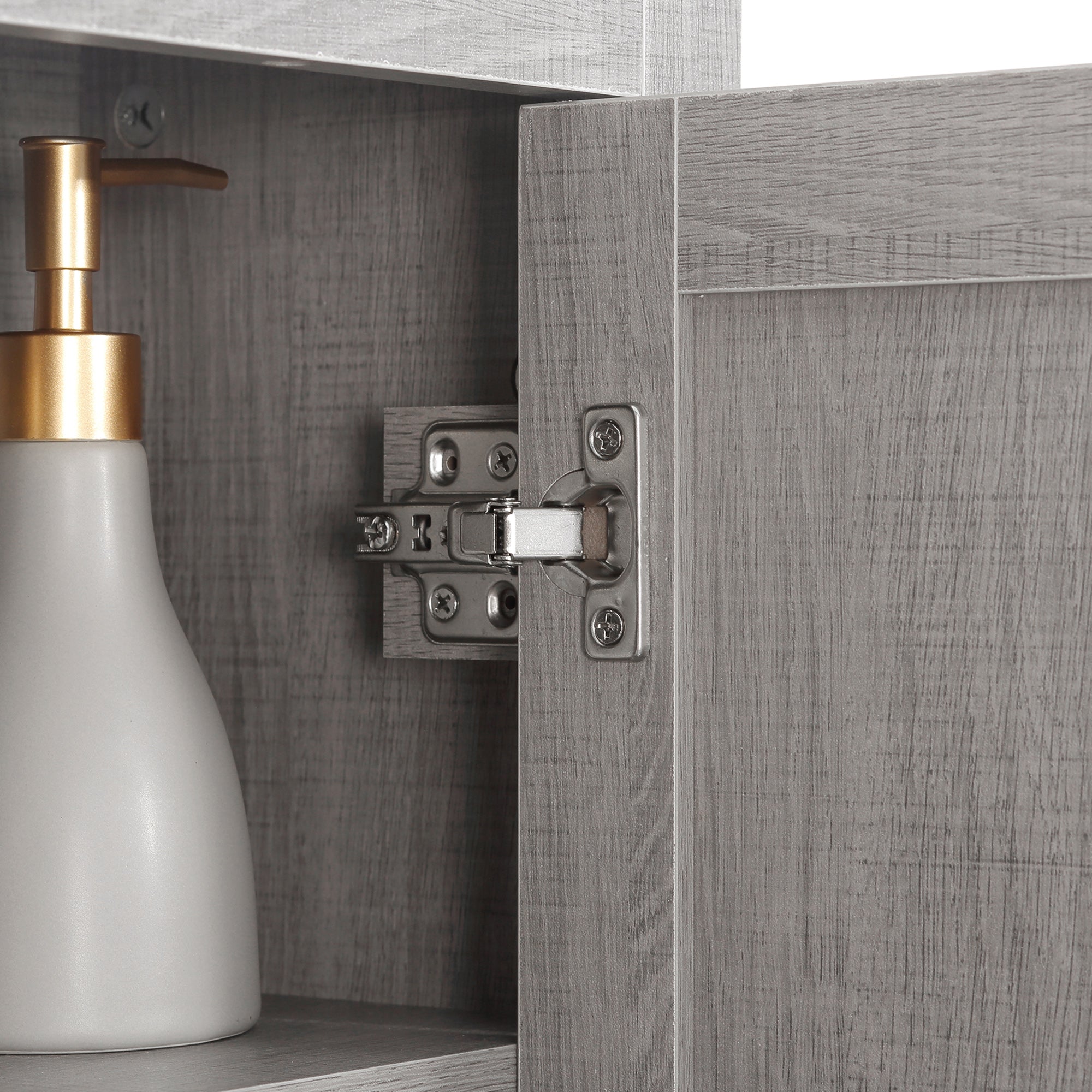 Wall-Mounted Bathroom Cabinet with 3 Adjustable Open Shelves and 1 Door Suspended Auxiliary Furniture for Living Room Bathroom Bedroom Modern Style 48x20x50 cm Gray