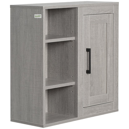 Wall-Mounted Bathroom Cabinet with 3 Adjustable Open Shelves and 1 Door Suspended Auxiliary Furniture for Living Room Bathroom Bedroom Modern Style 48x20x50 cm Gray