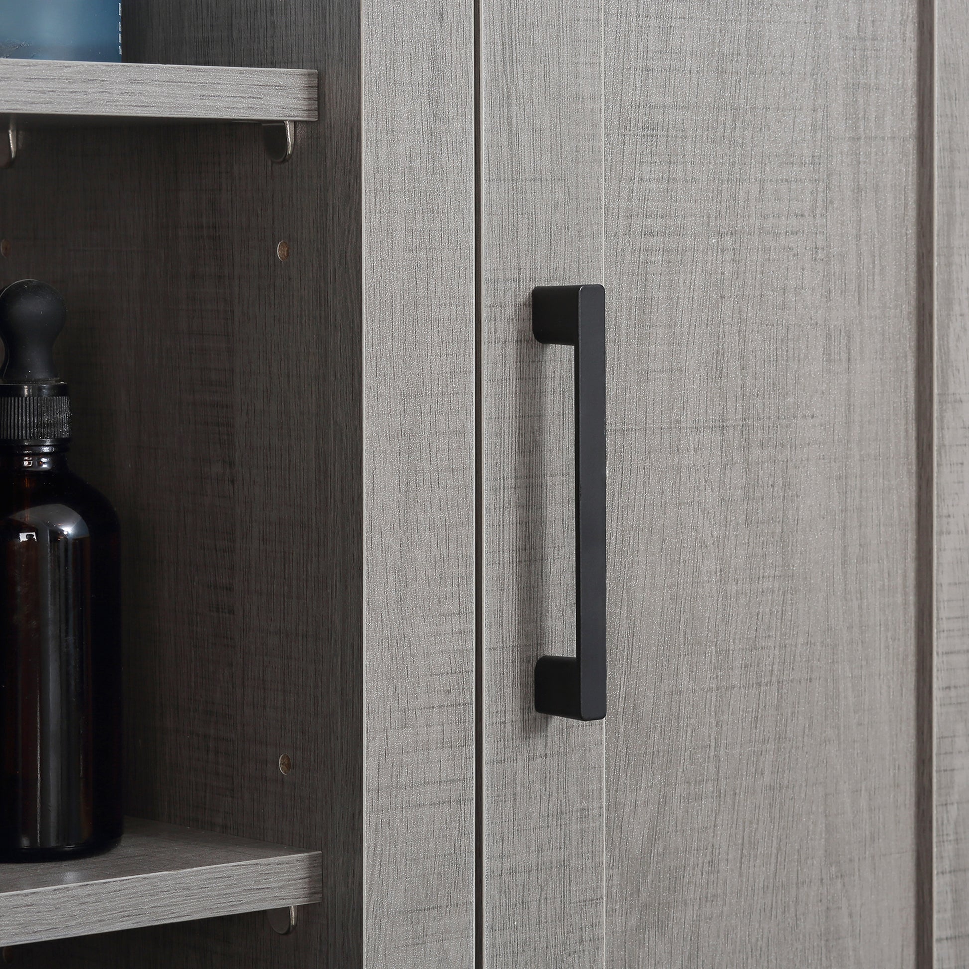 Wall-Mounted Bathroom Cabinet with 3 Adjustable Open Shelves and 1 Door Suspended Auxiliary Furniture for Living Room Bathroom Bedroom Modern Style 48x20x50 cm Gray
