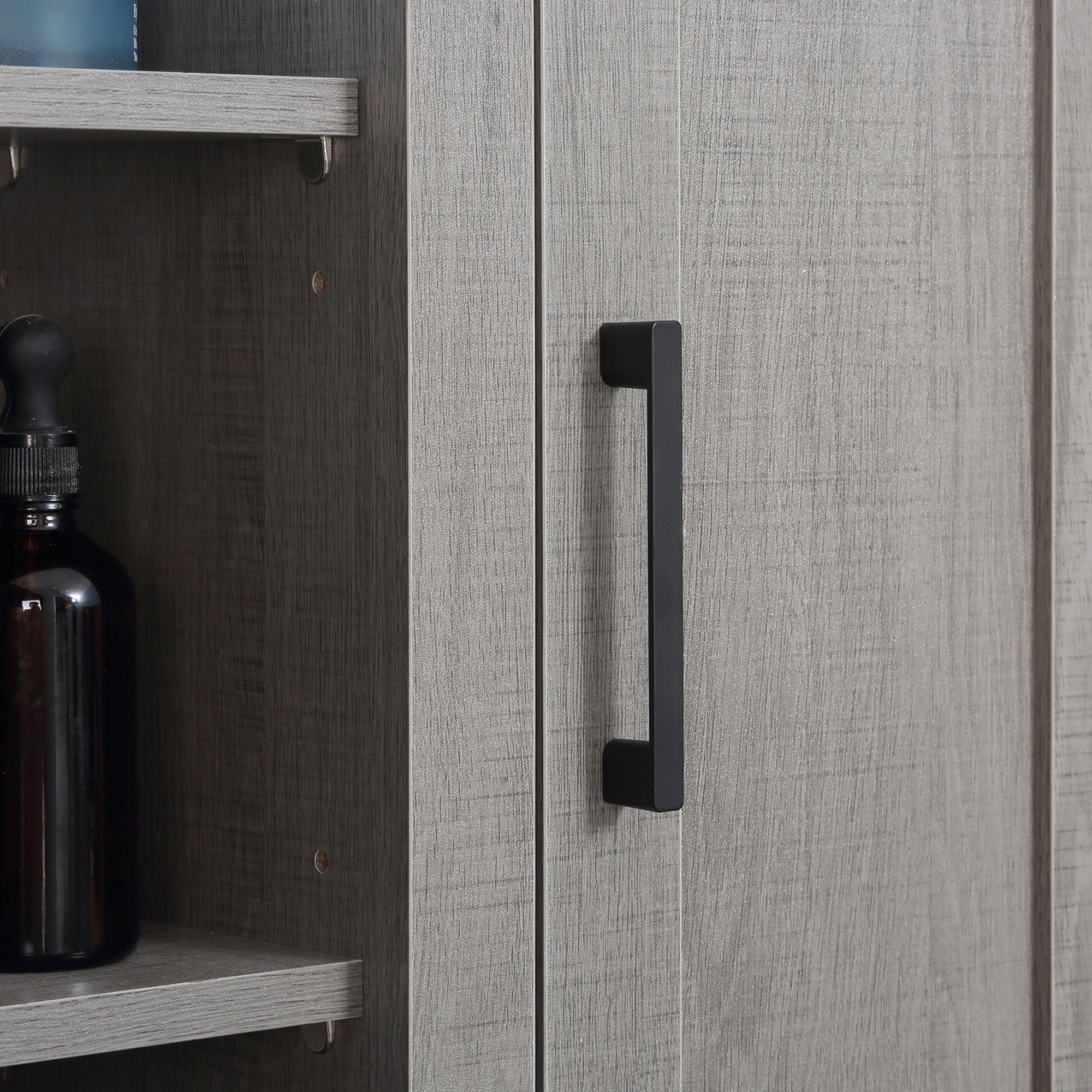 Wall-Mounted Bathroom Cabinet with 3 Adjustable Open Shelves and 1 Door Suspended Auxiliary Furniture for Living Room Bathroom Bedroom Modern Style 48x20x50 cm Gray