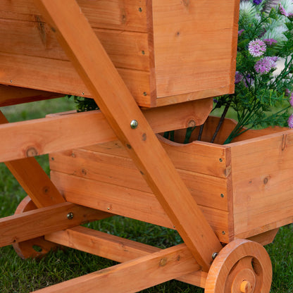 Vertical 3-Tier Balcony Planter, Wooden Outdoor Plant Stand with Drainage Hole and 4 Wheels, 48 x 82 x 89.5cm