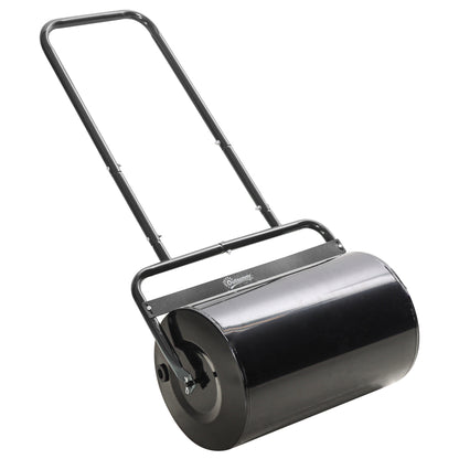 Lawn Roller with U-Handle, Garden Roller, Garden Roll, 32 cm Diameter, 38 L Water/62 kg Sand, Metal, Black, 58 x 32.5 x 113 cm