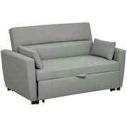 Sofa Bed, 2-Seater Sofa with Sleeping Function, Adjustable Backrest, Couch with Pillows, Velvet Look, Sleeper Sofa for Living Room, Guest Room, Light Grey
