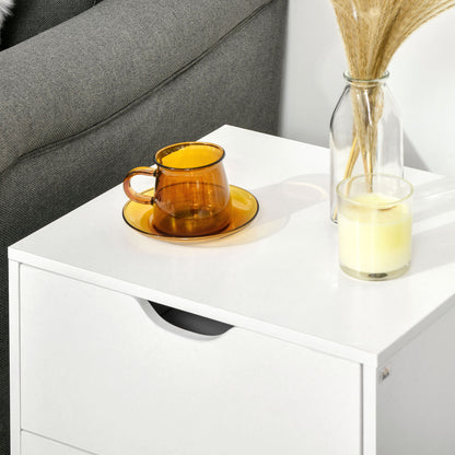 Bedside Table Nightstand with 2 Drawers, Scandinavian Style for Bedroom, Living Room, 40 x 35 x 50.5 cm, White