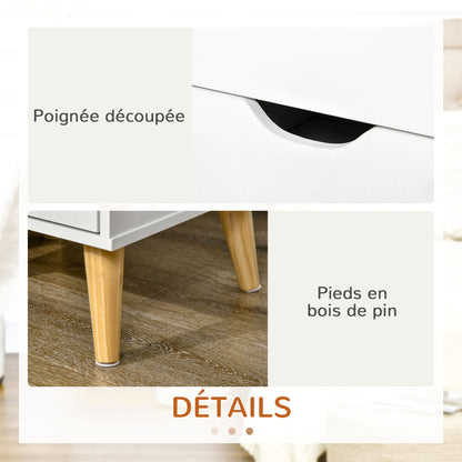 Bedside Table Nightstand with 2 Drawers, Scandinavian Style for Bedroom, Living Room, 40 x 35 x 50.5 cm, White