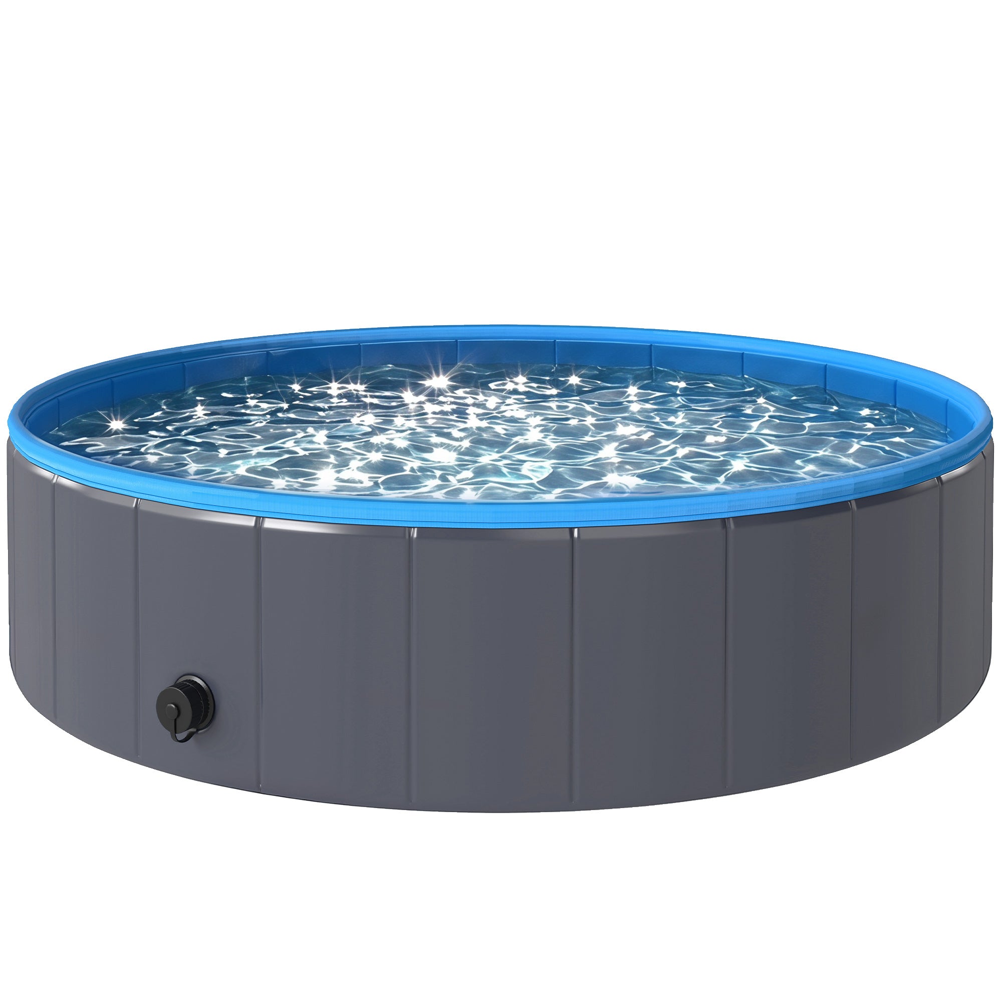 Foldable Dog Pool for Medium & Large Dogs – 120 x 30 cm (47 x 12 in), Non-Slip Indoor/Outdoor Paddling Pool, Dark Gray
