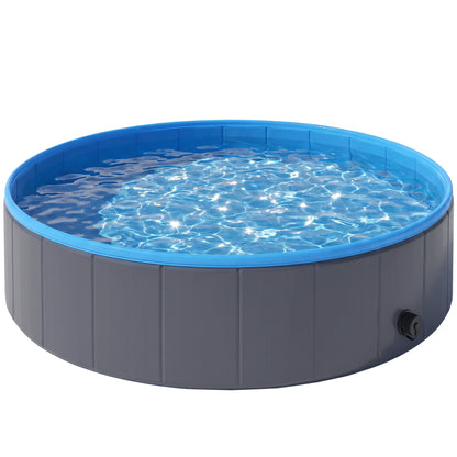 Foldable Dog Pool for Medium & Large Dogs – 120 x 30 cm (47 x 12 in), Non-Slip Indoor/Outdoor Paddling Pool, Dark Gray
