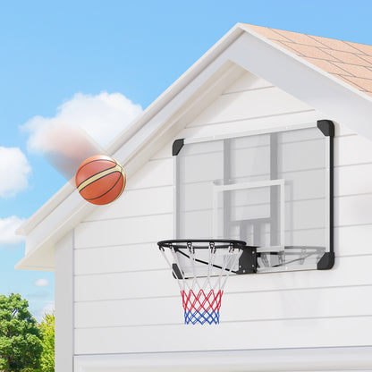 SPORTNOW Basketball Hoop with Backboard, Outdoor Basketball Rim with Ø45 cm Steel Hoop and Net, Wall Mount, Basketball Board for Kids Teens Adults, White