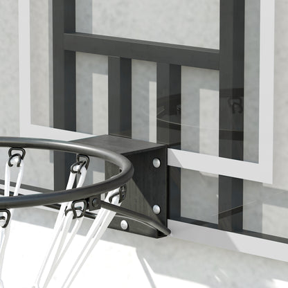 SPORTNOW Basketball Hoop with Backboard, Outdoor Basketball Rim with Ø45 cm Steel Hoop and Net, Wall Mount, Basketball Board for Kids Teens Adults, White