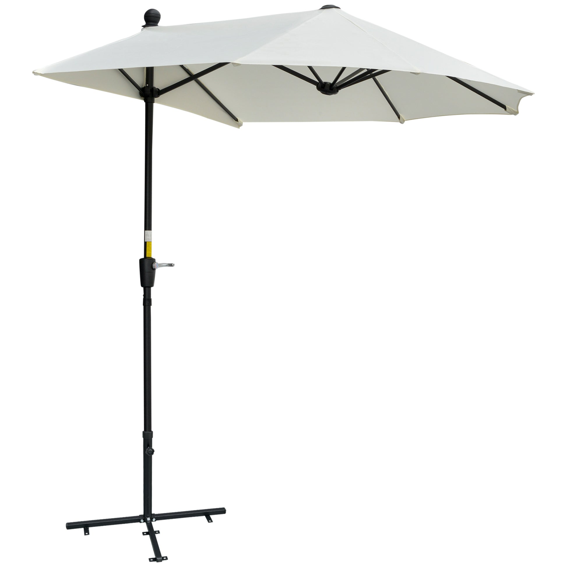 Garden Wall Umbrella 200x190x240 cm Patio Parasol with Crank Steel Pole and Cross Base Anti-UV for Terrace Balcony Cream