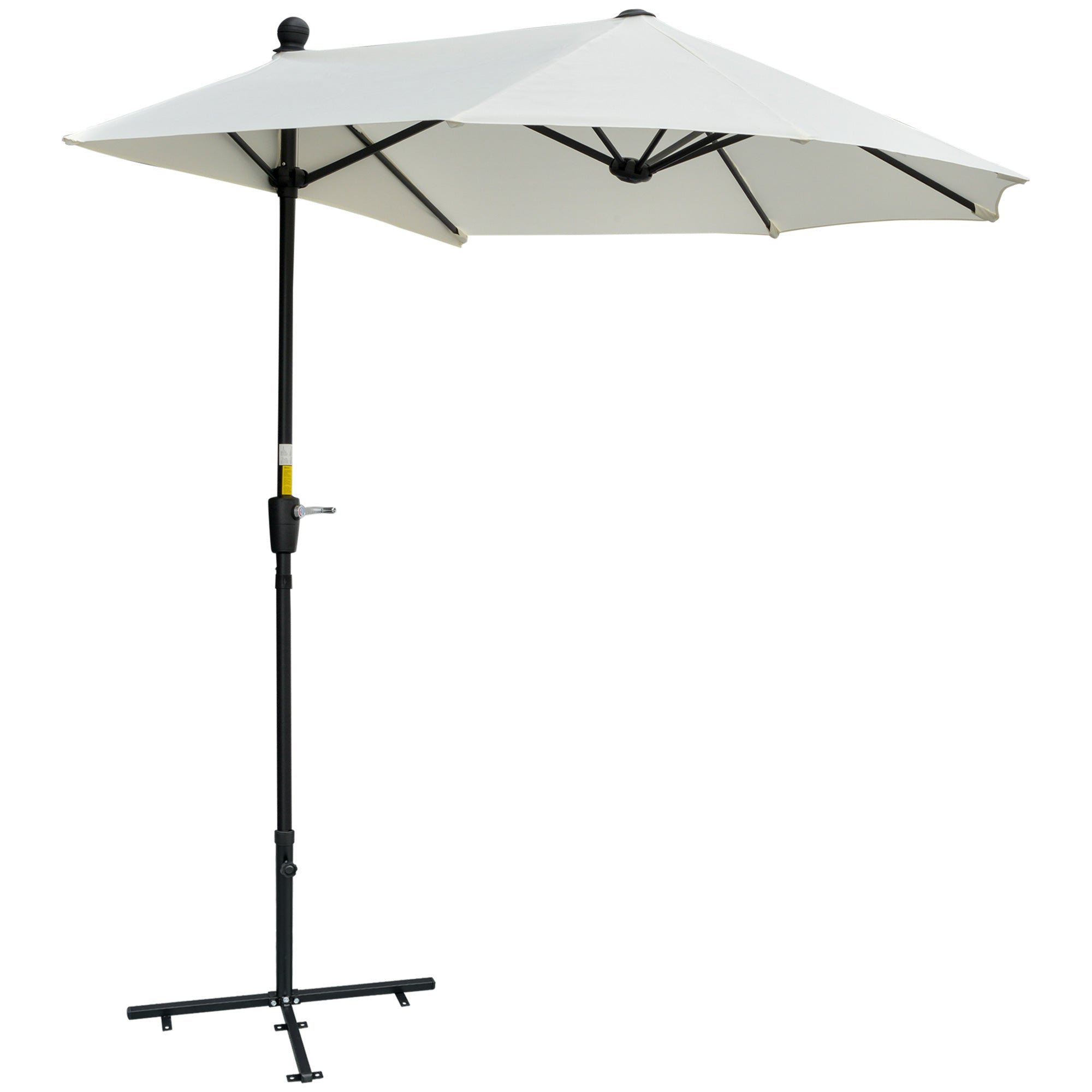 Garden Wall Umbrella 200x190x240 cm Patio Parasol with Crank Steel Pole and Cross Base Anti-UV for Terrace Balcony Cream
