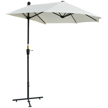 Garden Wall Umbrella 200x190x240 cm Patio Parasol with Crank Steel Pole and Cross Base Anti-UV for Terrace Balcony Cream