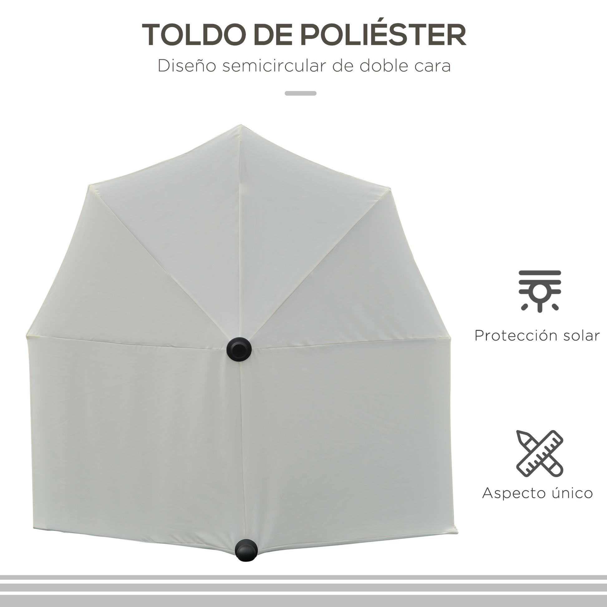 Garden Wall Umbrella 200x190x240 cm Patio Parasol with Crank Steel Pole and Cross Base Anti-UV for Terrace Balcony Cream