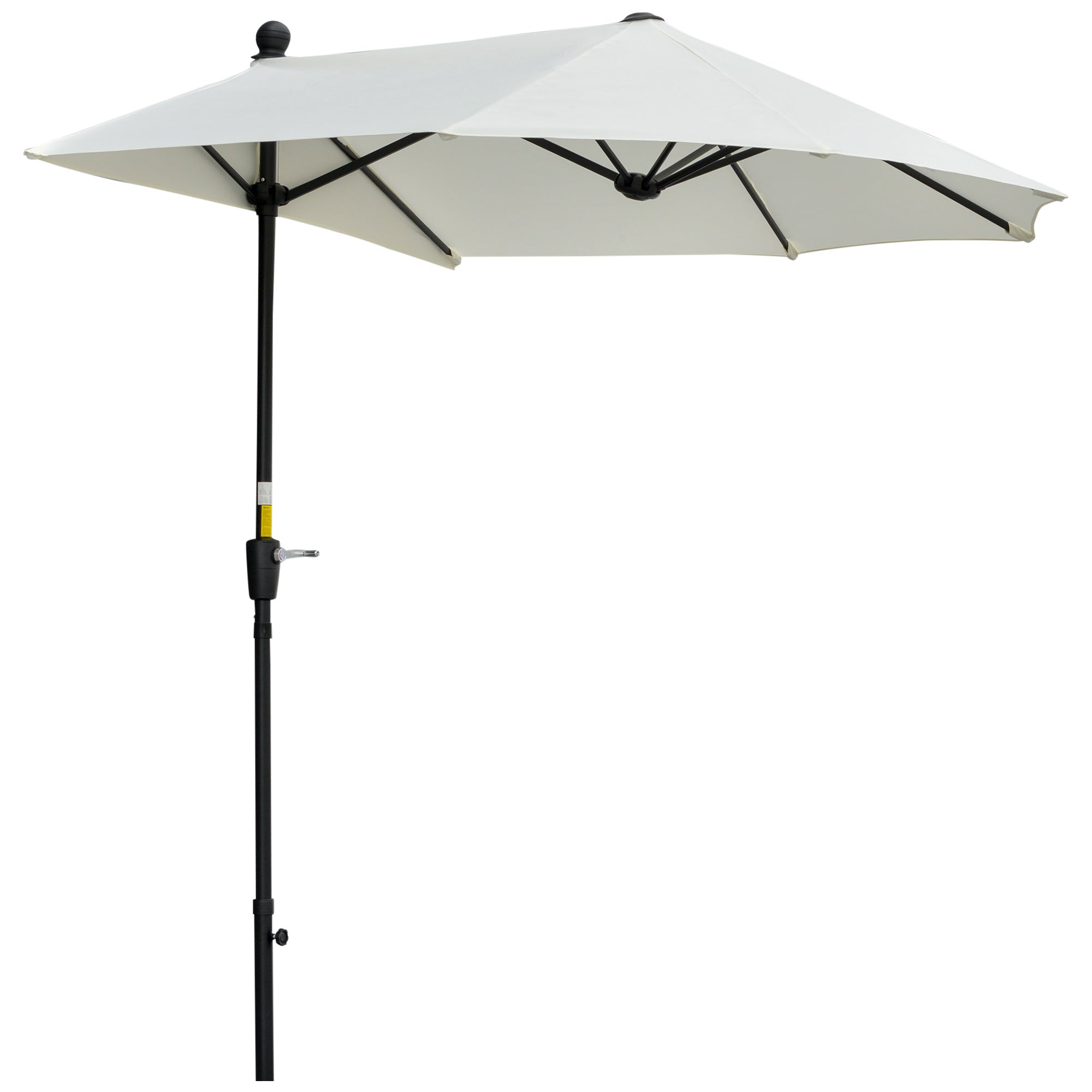 Garden Wall Umbrella 200x190x240 cm Patio Parasol with Crank Steel Pole and Cross Base Anti-UV for Terrace Balcony Cream