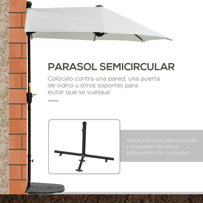 Garden Wall Umbrella 200x190x240 cm Patio Parasol with Crank Steel Pole and Cross Base Anti-UV for Terrace Balcony Cream