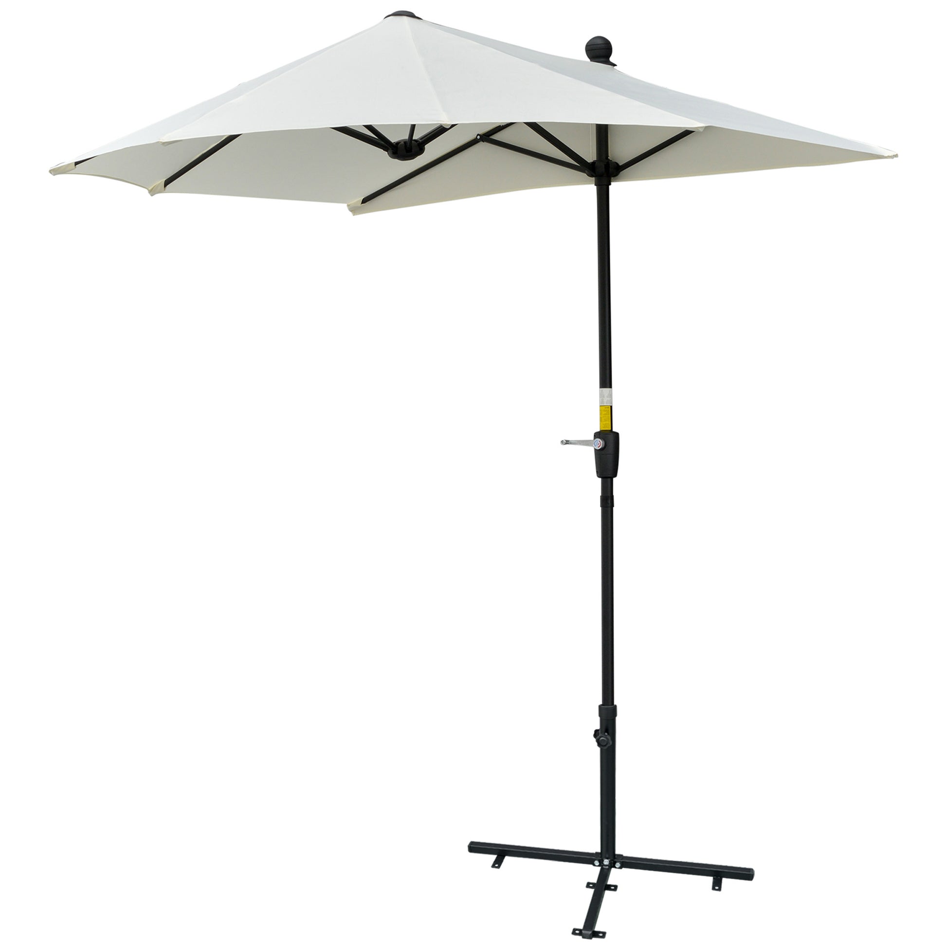 Garden Wall Umbrella 200x190x240 cm Patio Parasol with Crank Steel Pole and Cross Base Anti-UV for Terrace Balcony Cream