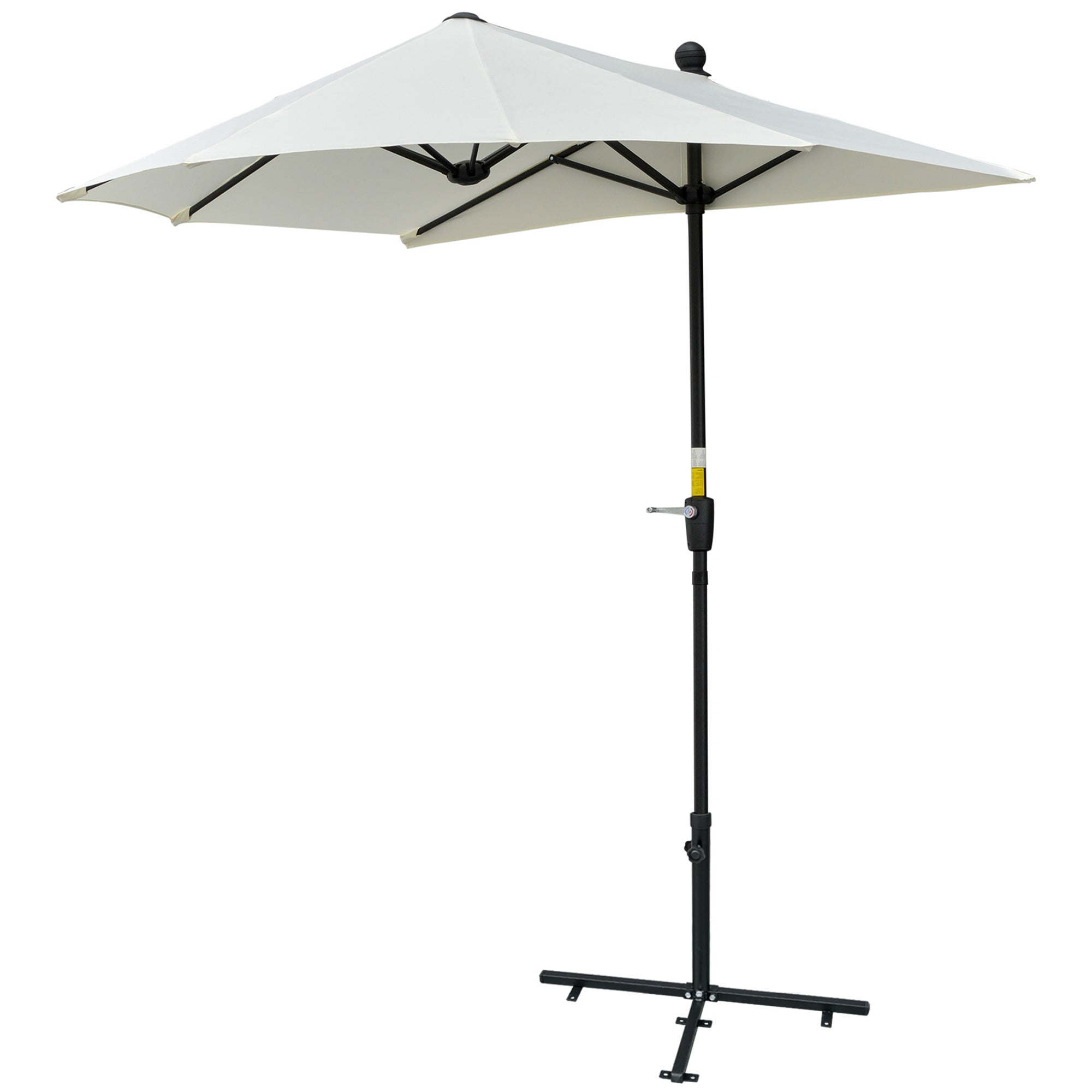 Garden Wall Umbrella 200x190x240 cm Patio Parasol with Crank Steel Pole and Cross Base Anti-UV for Terrace Balcony Cream