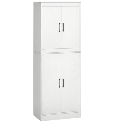 Kitchen Sideboard Pantry Cabinet Auxiliary Kitchen Furniture with 4 Doors and 5 Open Shelves for Dining Room Living Room Modern Style Anti-tip 60x36x168 cm White