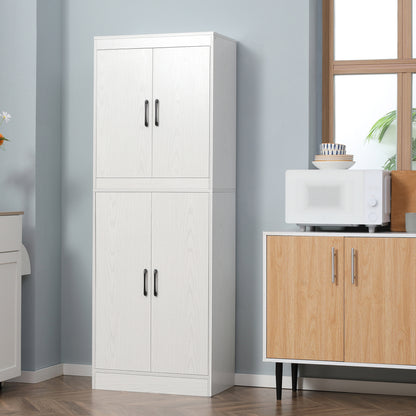 Kitchen Sideboard Pantry Cabinet Auxiliary Kitchen Furniture with 4 Doors and 5 Open Shelves for Dining Room Living Room Modern Style Anti-tip 60x36x168 cm White