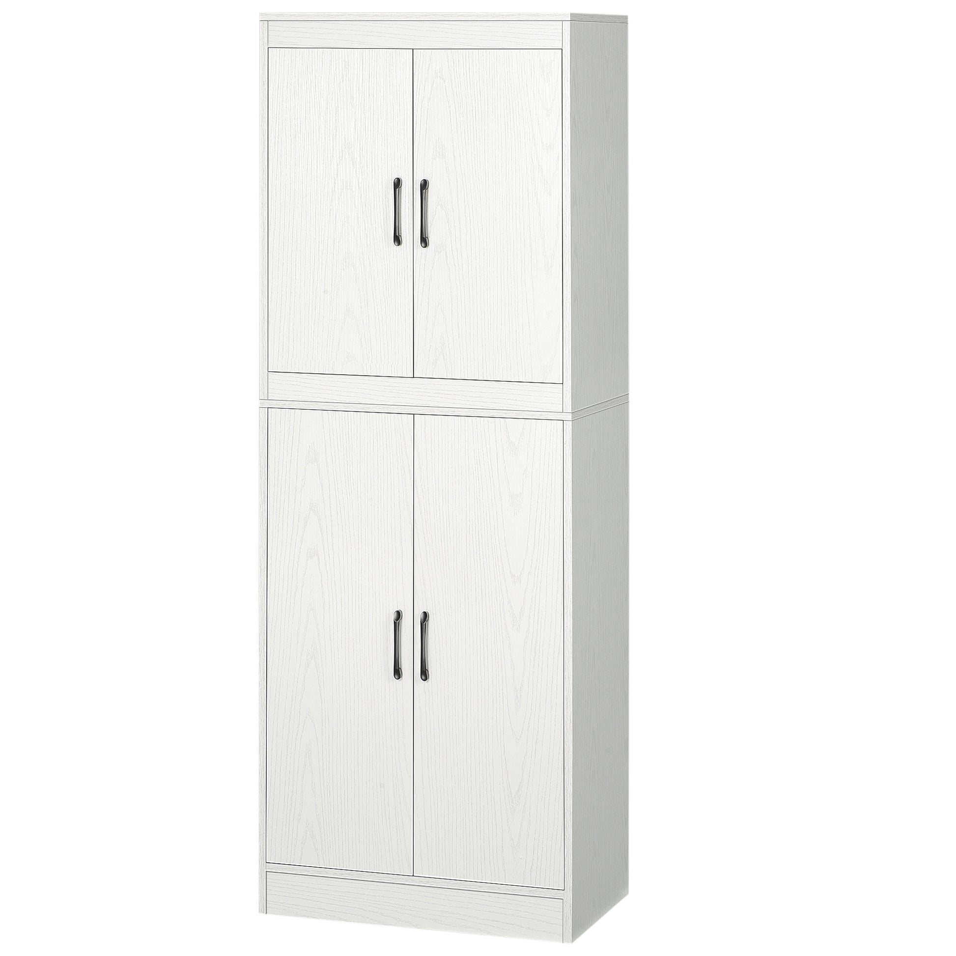 Kitchen Sideboard Pantry Cabinet Auxiliary Kitchen Furniture with 4 Doors and 5 Open Shelves for Dining Room Living Room Modern Style Anti-tip 60x36x168 cm White