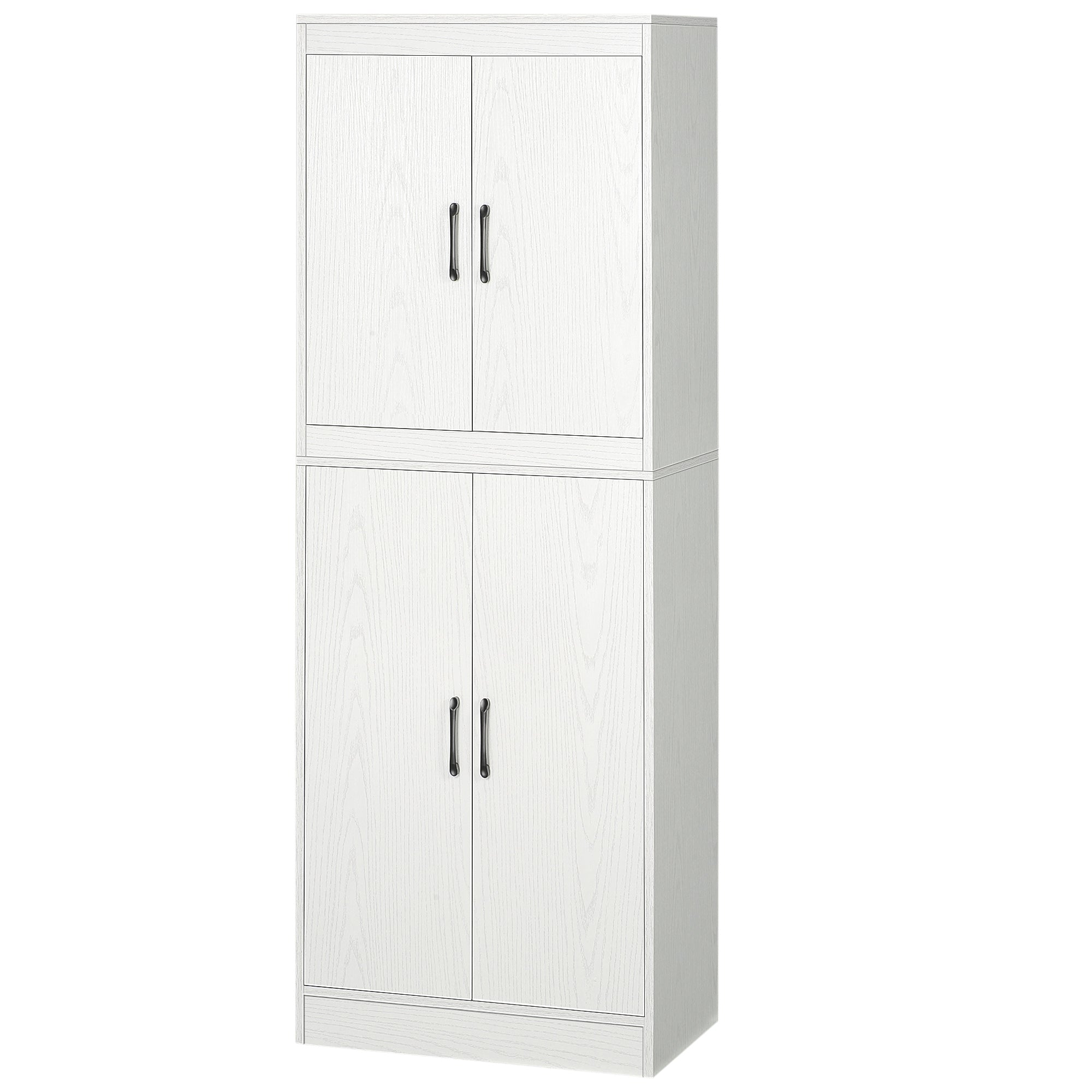 Kitchen Sideboard Pantry Cabinet Auxiliary Kitchen Furniture with 4 Doors and 5 Open Shelves for Dining Room Living Room Modern Style Anti-tip 60x36x168 cm White