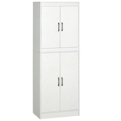 Kitchen Sideboard Pantry Cabinet Auxiliary Kitchen Furniture with 4 Doors and 5 Open Shelves for Dining Room Living Room Modern Style Anti-tip 60x36x168 cm White