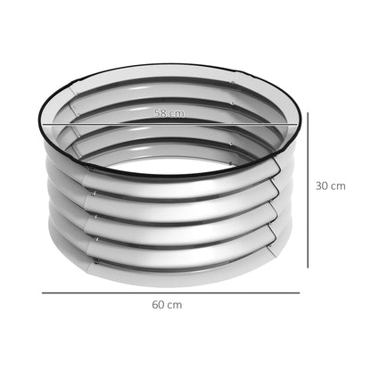 Raised Bed Set of 2 Metal Flower Boxes, Herb Bed, Plant Box with Open Bottom, Vegetable Bed for Garden, Balcony, Silver, 60 x 60 x 30 cm
