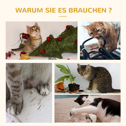 Cat House with Hammock, Cat Box with Sisal Post, Cat Cave, Cat Tree, Cat Activity Center, Pine Wood, Natural, 70 x 35 x 60 cm