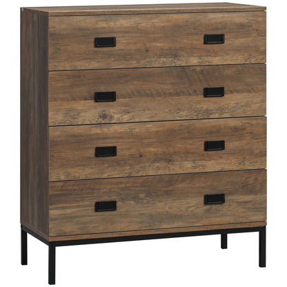 4-Drawer Dresser Industrial Design Storage Furniture with Black Metal Legs 80 x 39 x 95 cm Brown
