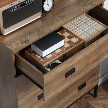 4-Drawer Dresser Industrial Design Storage Furniture with Black Metal Legs 80 x 39 x 95 cm Brown