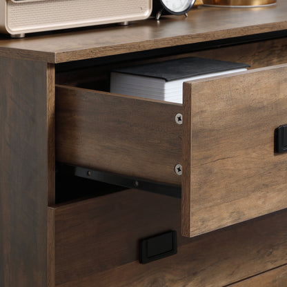 4-Drawer Dresser Industrial Design Storage Furniture with Black Metal Legs 80 x 39 x 95 cm Brown