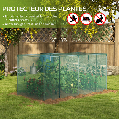 Garden Greenhouse Plant Growing Cage, Zippered Door, Galvanized Steel Tubes, Plant Protection Tent, Green