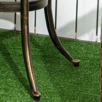 Round Outdoor Side Table, Cast Aluminum Frame, Ø60 x H52.5 cm (Ø24 x 20.7 in), 60 kg (132 lb) Capacity — Bronze