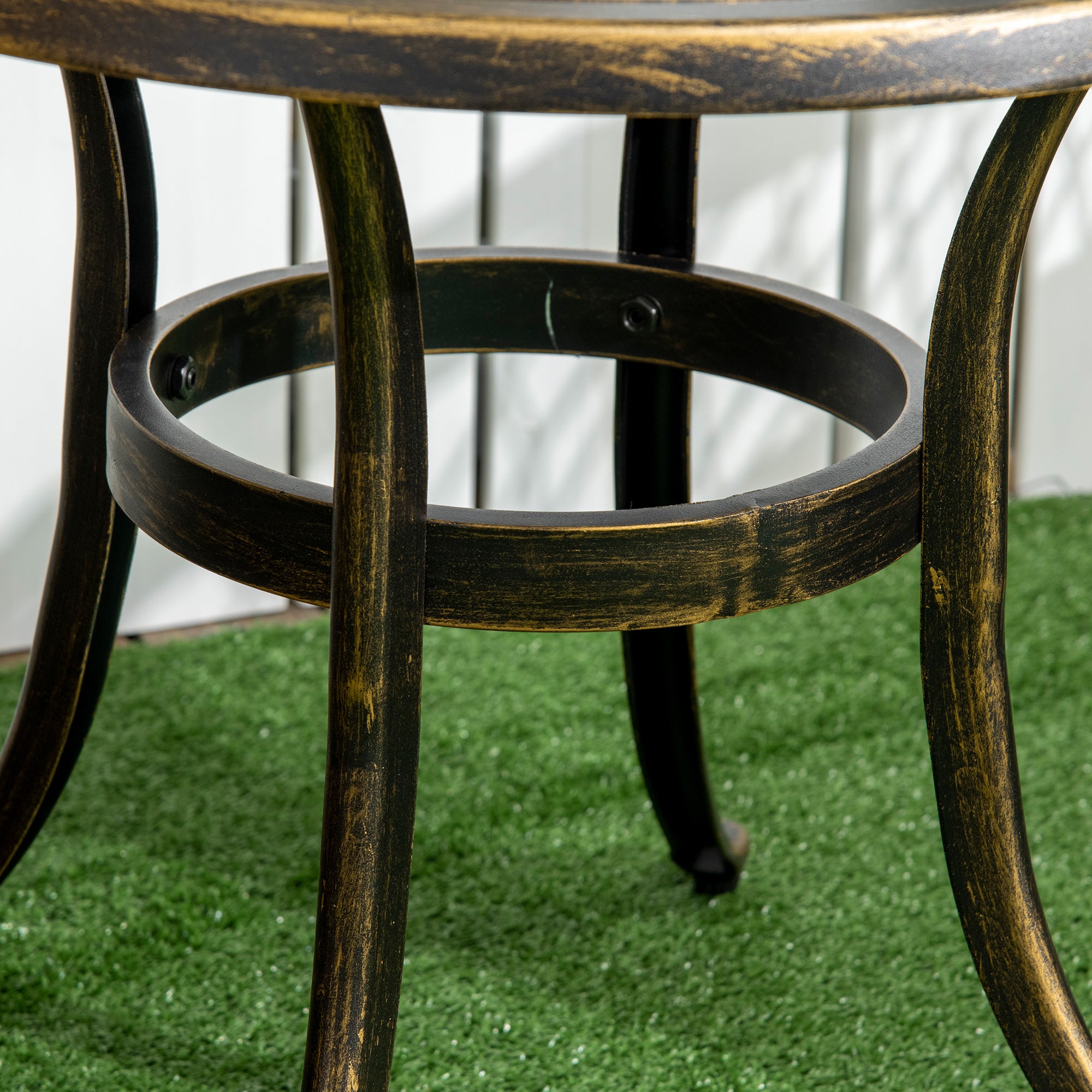Round Outdoor Side Table, Cast Aluminum Frame, Ø60 x H52.5 cm (Ø24 x 20.7 in), 60 kg (132 lb) Capacity — Bronze