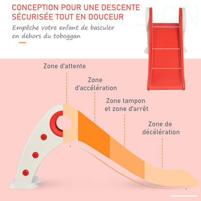 Foldable Children's Slide 3 to 6 Years Indoor Outdoor use dim. 120L x 50W x 56H cm HDPE Red