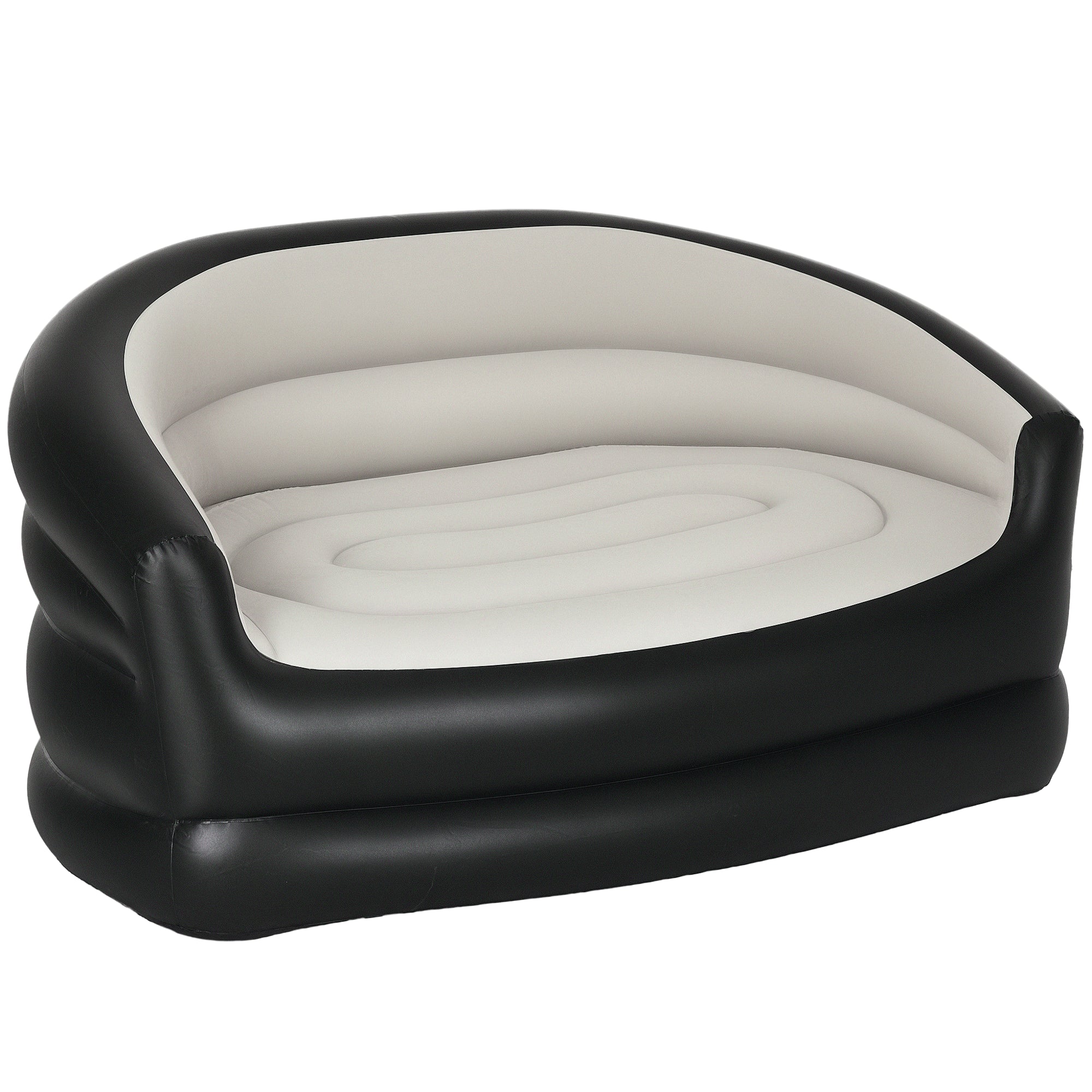 Inflatable Sofa, Inflatable Couch with Soft Plush Air Sofa for 2 People, for Indoor, Outdoor, Light Gray, 125 x 100 x 87 cm