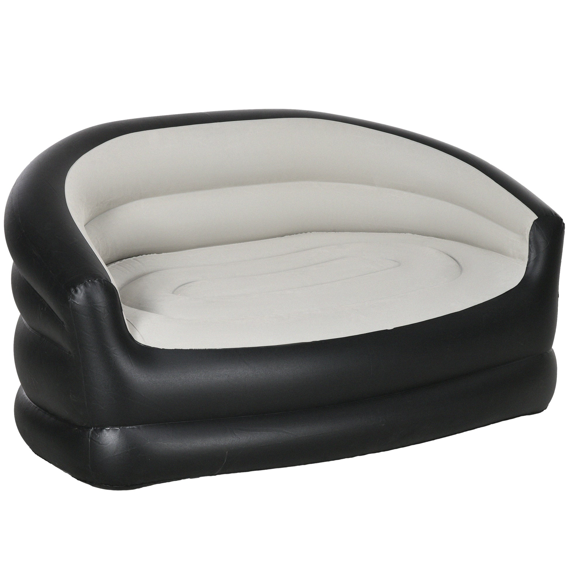 Inflatable Sofa, Inflatable Couch with Soft Plush Air Sofa for 2 People, for Indoor, Outdoor, Light Gray, 125 x 100 x 87 cm