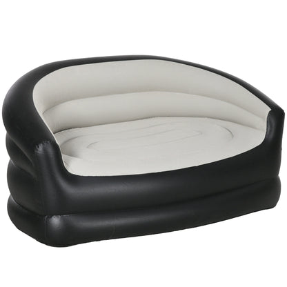 Inflatable Sofa, Inflatable Couch with Soft Plush Air Sofa for 2 People, for Indoor, Outdoor, Light Gray, 125 x 100 x 87 cm