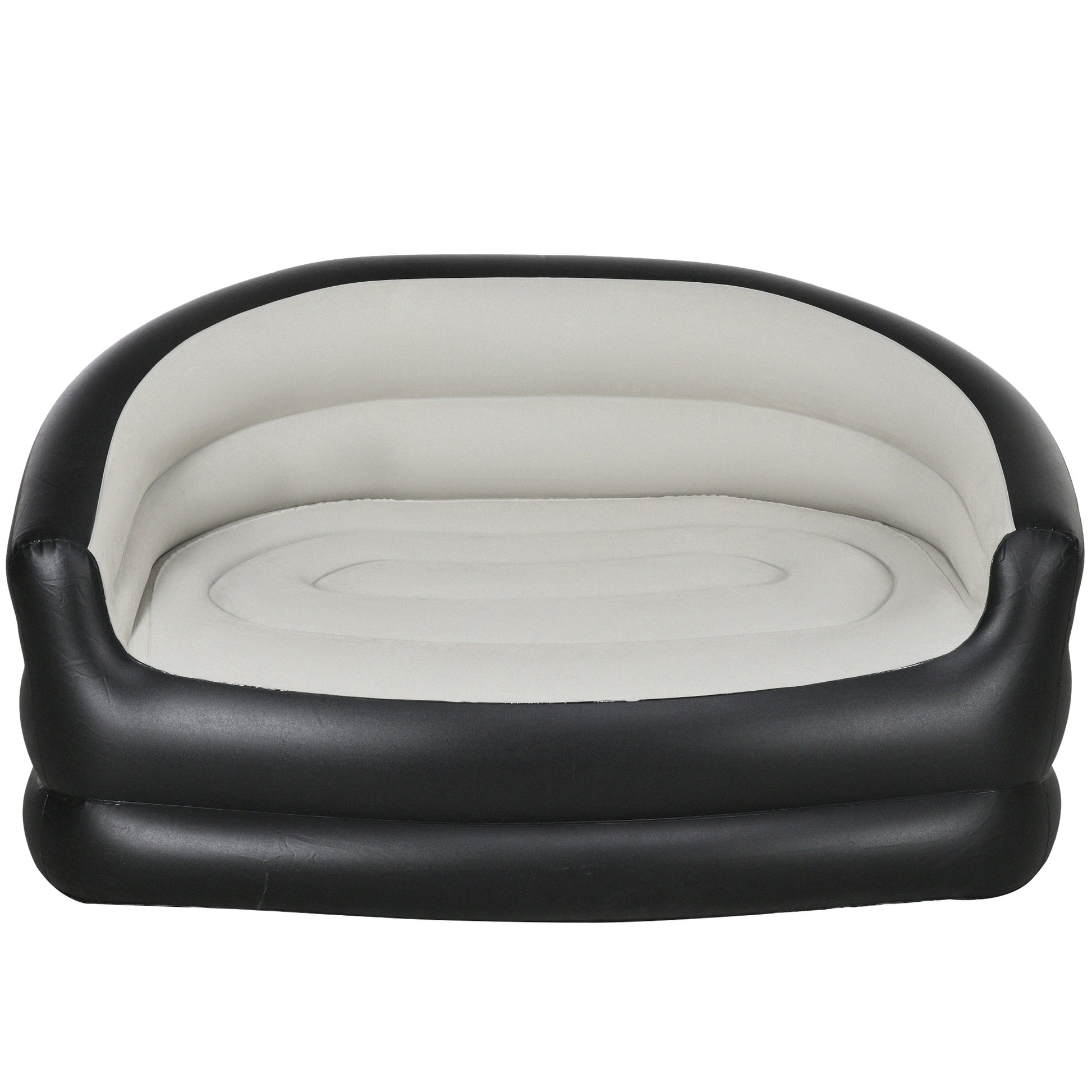 Inflatable Sofa, Inflatable Couch with Soft Plush Air Sofa for 2 People, for Indoor, Outdoor, Light Gray, 125 x 100 x 87 cm