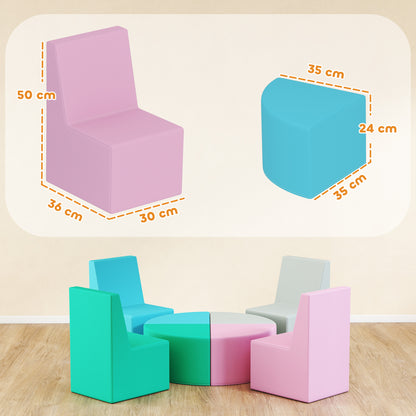 8-Piece Soft Foam Building Blocks for Kids — Table & Stool Design, PU Foam Blocks for Babies & Toddlers, Multicolor