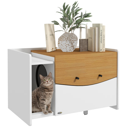 Cat Cabinet for Cat Litter Box, Cat Litter Box Cabinet with Pull-Out Drawer, Litter Catching Mat, Cat House for Indoor, 78 x 50 x 51 cm, Oak