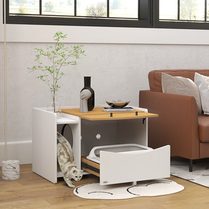 Cat Cabinet for Cat Litter Box, Cat Litter Box Cabinet with Pull-Out Drawer, Litter Catching Mat, Cat House for Indoor, 78 x 50 x 51 cm, Oak