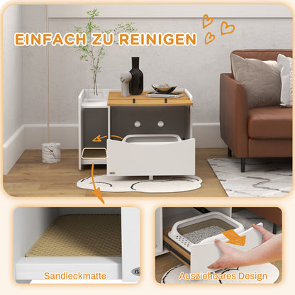 Cat Cabinet for Cat Litter Box, Cat Litter Box Cabinet with Pull-Out Drawer, Litter Catching Mat, Cat House for Indoor, 78 x 50 x 51 cm, Oak